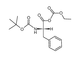 (S)-(S)-2-((tert-butoxycarbonyl)amino)-3-phenylpropanoic (ethyl carbonic) anhydride结构式