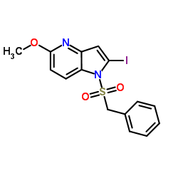 1-(Benzylsulfonyl)-2-iodo-5-methoxy-1H-pyrrolo[3,2-b]pyridine结构式