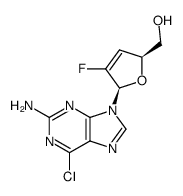 2-amino-6-chloro-9-(2,3-dideoxy-2-fluoro-β-D-glycero-pent-2-enofuranosyl)purine Structure