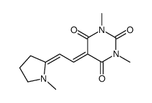 1,3-二甲基-5-[2-(1-甲基吡咯烷-2-亚基)乙亚基]嘧啶-2,4,6-三酮结构式