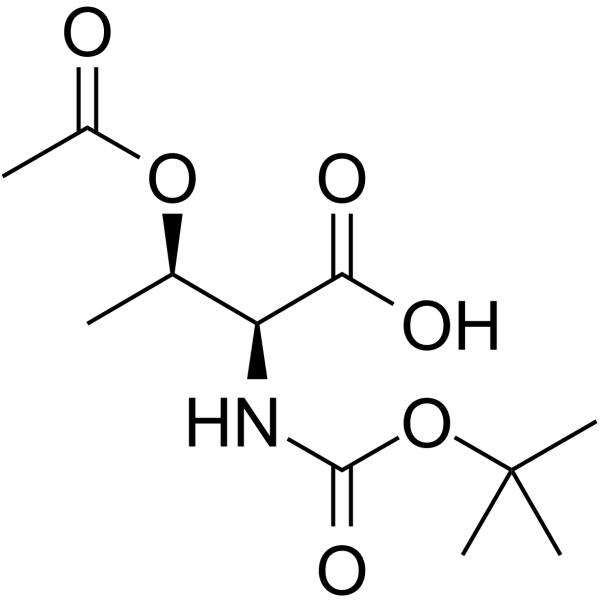 O-乙酰基-N-(叔丁氧羰基)-L-苏氨酸结构式