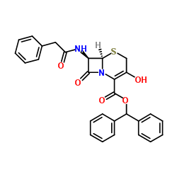 (6R,7R)-3-Hydroxy-8-oxo-7-[(phenylacetyl)amino]-5-thia-1-azabicyclo[4.2.0]oct-2-ene-2-carboxylic acid diphenyl methyl ester structure