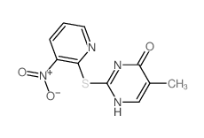 5-methyl-2-(3-nitropyridin-2-yl)sulfanyl-3H-pyrimidin-4-one structure