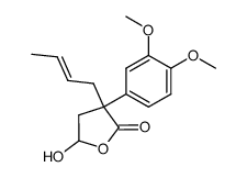 (E)-3-(but-2-en-1-yl)-3-(3,4-dimethoxyphenyl)-5-hydroxydihydrofuran-2(3H)-one结构式