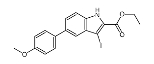 ethyl 3-iodo-5-(4-methoxyphenyl)-1H-indole-2-carboxylate结构式