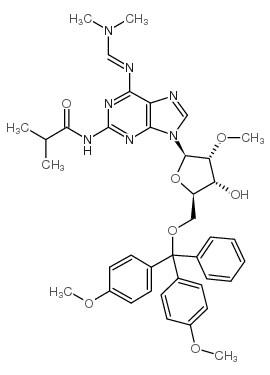2-amino-5'-o-(dimethoxytrityl)-n6-(dimethylaminomethylidene)-n2-(isobutyryl)-2'-o-methyladenosine结构式