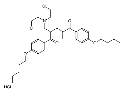 2-[bis(2-chloroethyl)aminomethyl]-4-methylidene-1,5-bis(4-pentoxyphenyl)pentane-1,5-dione,hydrochloride Structure