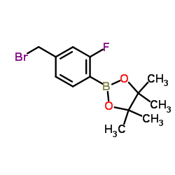 2-(4-(溴甲基)-2-氟苯基)-4,4,5,5-四甲基-1,3,2-二氧硼杂环戊烷结构式
