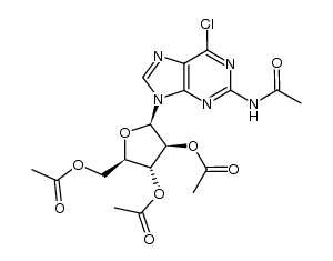 2-acetamido-6-chloro-9-(2,3,5-O-triacetyl-β-D-arabinofuranosyl)purine Structure