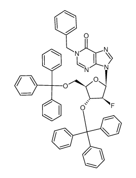 9-(2-Deoxy-2-fluoro-3,5-di-O-trityl-β-D-arabinofuranosyl)-1-benzylinosine结构式