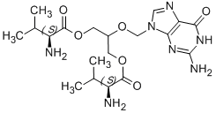 (2S,2'S)-2-((2-amino-6-oxo-1H-purin-9(6H)-yl)methoxy)propane-1,3-diyl bis(2-amino-3-methylbutanoate) Structure