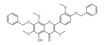 7-(benzyloxy)-2-(4-(benzyloxy)-3-methoxyphenyl)-5-hydroxy-3,6,8-trimethoxy-4H-chromen-4-one结构式