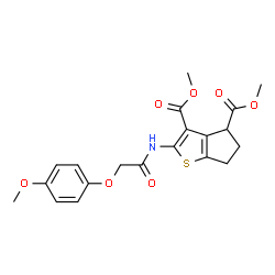 Dimethyl 2-{[(4-methoxyphenoxy)acetyl]amino}-5,6-dihydro-4H-cyclopenta[b]thiophene-3,4-dicarboxylate结构式