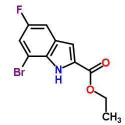 7-溴-5-氟-1H-吲哚-2-羧酸乙酯结构式