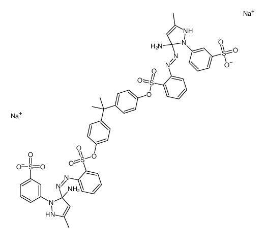 disodium,3-[3-amino-3-[[2-[4-[2-[4-[2-[[3-amino-5-methyl-2-(3-sulfonatophenyl)-1H-pyrazol-3-yl]diazenyl]phenyl]sulfonyloxyphenyl]propan-2-yl]phenoxy]sulfonylphenyl]diazenyl]-5-methyl-1H-pyrazol-2-yl]benzenesulfonate Structure