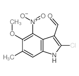 2-chloro-5-methoxy-6-methyl-4-nitro-1H-indole-3-carbaldehyde结构式
