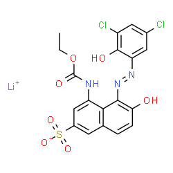 lithium 5-[(3,5-dichloro-2-hydroxyphenyl)azo]-4-[(ethoxycarbonyl)amino]-6-hydroxynaphthalene-2-sulphonate Structure
