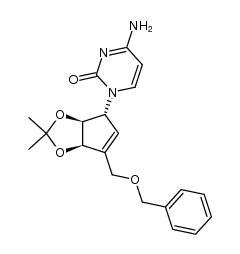 (1R,4R,5S)-1-[3-[(benzyloxy)methyl]-4,5-(isopropylidenedioxy)-2-cyclopentenyl]cytosine Structure