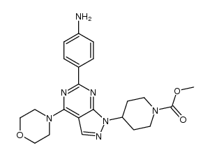 methyl 4-[6-(4-aminophenyl)-4-morpholin-4-yl-1H-pyrazolo[3,4-d]pyrimidin-1-yl]piperidine-1-carboxylate结构式