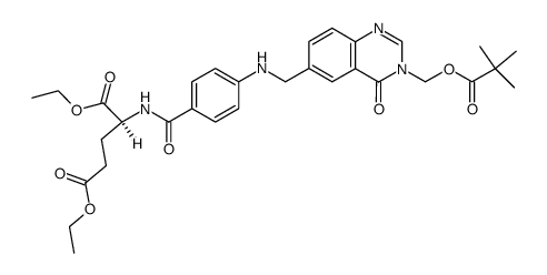 Diethyl N-(4-(((3,4-dihydro-4-oxo-3-((pivaloyl)oxy) methyl-6-quinazolinyl)methyl)amino)benzoyl)-L-glutamate结构式