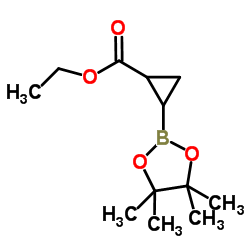 2-(4,4,5,5-四甲基-1,3,2-二氧杂硼杂环戊烷-2-基)环丙烷羧酸乙酯结构式