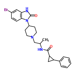 (1R,2R)-N-([S] -1-{4-[5-溴-2-氧代-2,3-二氢-1H-苯并(d)咪唑-1-基]哌啶-1-基}丙-2-基)-2-苯基环丙烷甲酰胺结构式