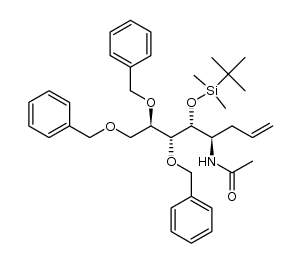 N-((4R,5R,6R,7R)-6,7,8-tris(benzyloxy)-5-((tert-butyldimethylsilyl)oxy)oct-1-en-4-yl)acetamide结构式