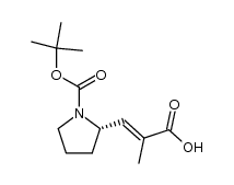 [L-(trans)]-N-(t-butoxycarbonyl)-2-[2'-carboxy-2'-methyl-1'-ethenyl]pyrrolidine结构式