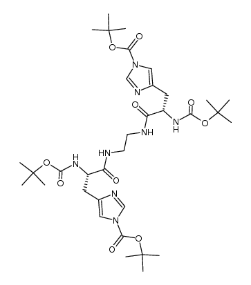 N,N'-bis[Nα,Nim-di(tert-butoxycarbonyl)-L-histidyl]ethane-1,2-diamine Structure