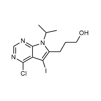 3-(4-氯-5-碘-7-异丙基-7H-吡咯并[2,3-d]嘧啶-6-基)丙烷-1-醇结构式