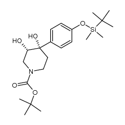 tert-butyl 4-[4-(tert-butyl-dimethyl-silanoxy)-phenyl]-3,4-dihydroxy-piperidine-1-carboxylate结构式