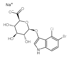 5-溴-4-氯-3-吲哚基-Β-D-葡萄糖醛酸钠盐结构式