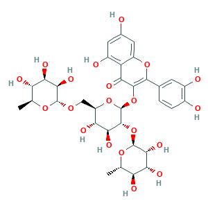 槲皮素-3-O-芸香糖-(1→2)-O-鼠李糖苷结构式