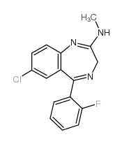 7-氯-5-(2-氟苯基)-2-甲基氨基-3H-1,4-苯并二氮杂卓结构式