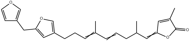 5-[9-[5-(3-Furylmethyl)furan-3-yl]-2,6-dimethyl-4,6-nonadien-1-ylidene]-3-methylfuran-2(5H)-one structure