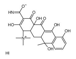 [(1S,4aR,11S,11aS,12aS)-3-carbamoyl-4,4a,6,7,11-pentahydroxy-11-methyl-2,5-dioxo-1,11a,12,12a-tetrahydrotetracen-1-yl]-trimethylazanium,iodide Structure