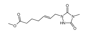 7-(4-methyl-3,5-dioxo-[1,2,4]triazolidin-1-yl)-hept-5-enoic acid methyl ester结构式
