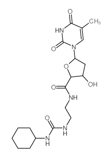 b-D-erythro-Pentofuranuronamide,N-[2-[[(cyclohexylamino)carbonyl]amino]ethyl]-1,2-dideoxy-1-(3,4-dihydro-5-methyl-2,4-dioxo-1(2H)-pyrimidinyl)- Structure