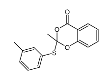 2-methyl-2-(3-methylphenyl)sulfanyl-1,3-benzodioxin-4-one Structure