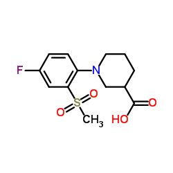 1-[4-Fluoro-2-(methylsulfonyl)phenyl]-3-piperidinecarboxylic acid Structure