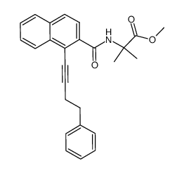 2-methyl-2-{[1-(4-phenyl-but-1-ynyl)-naphthalene-2-carbonyl]-amino}-propionic acid methyl ester结构式
