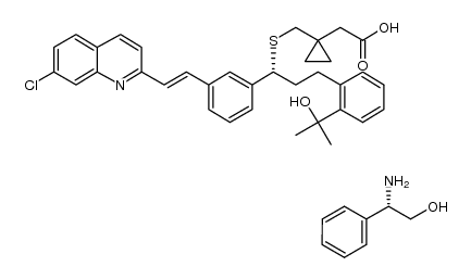 1-[[[(1R)-1-[3-[(1E)-2-(7-chloro-2-quinolinyl)ethenyl]phenyl]-3-[2-(1-hydroxy-1-methylethyl)phenyl]propyl]sulfanyl]methyl]cyclopropaneacetic acid L-(+)-α-phenylglycinol salt Structure