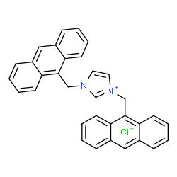 氯化 1,3-二(9-亚甲基蒽)-3-甲基咪唑结构式
