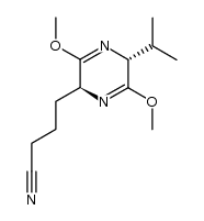 4-[(2R,5S)-2,5-Dihydro-2-isopropyl-3,6-dimethoxy-5-pyrazinyl]butyronitrile结构式