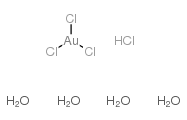 hydrogen tetrachloroaurate(iii) tetrahydrate Structure
