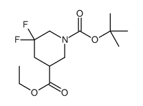 1-叔丁基 3-乙基 5,5-二氟哌啶-1,3-二羧酸酯结构式