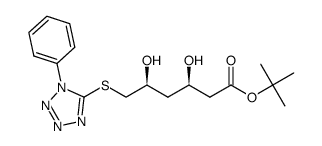 tert-butyl (3R,5S)-3,5-dihydroxy-6-(1-phenyltetrazole-5-sulfanyl)hexanoate结构式