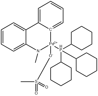 甲烷磺酸(三环己基膦)(2'-甲胺基-1,1'-联苯-2-基)钯(II)结构式