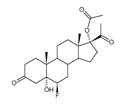 6β-Fluor-5α-hydroxy-17α-acetoxy-3,20-dioxo-pregnan结构式