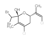 2H-Pyran-2-ol, 4-chloro-6-(2-chloro-1-methylethenyl)-2-(dibromomethyl)-5, 6-dihydro-3-methyl-结构式